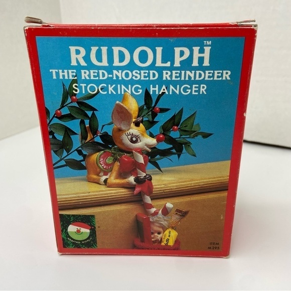 Kurt Adler Other - Kurt Adler Stocking Hanger Rudolph The Red-Nosed Reindeer 1983 Santas World
